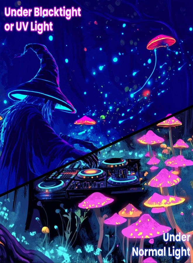 BVBOX Blacklight Halloween Tapestry, UV Reactive Glow In The Dark Black Light Trippy Tapestry Posters for Living Room, Bedroom (Wizard DJ, 79"x59") - Image 5